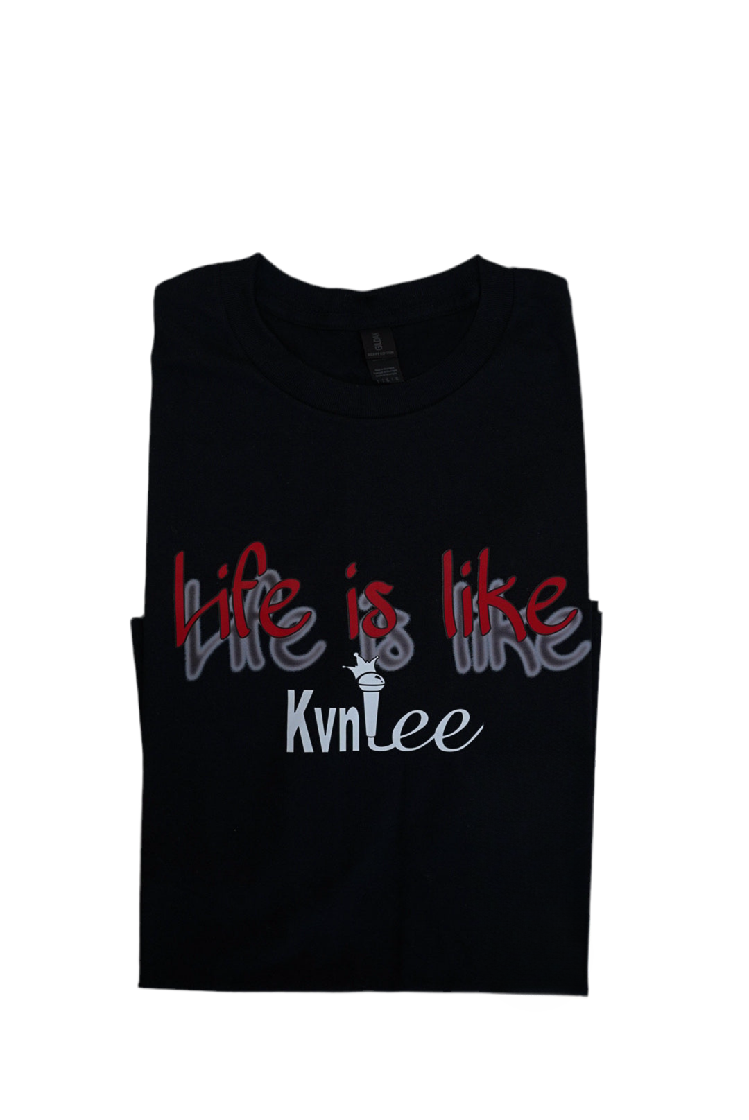 "Life Is Like" 2. Red Shadow Text - Black T-Shirt - L